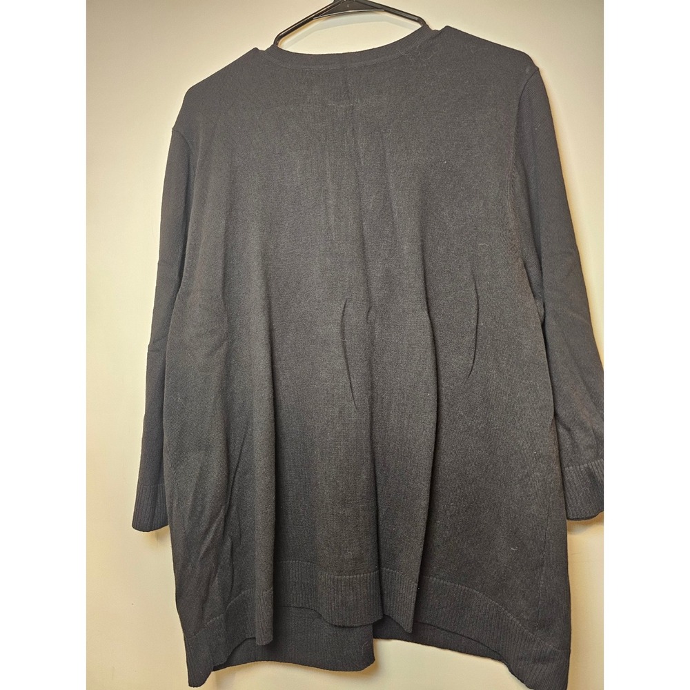 CJ Banks Black Floral Embroidered Button Front Cardigan Sweater 1X NWT - Picture 6 of 9